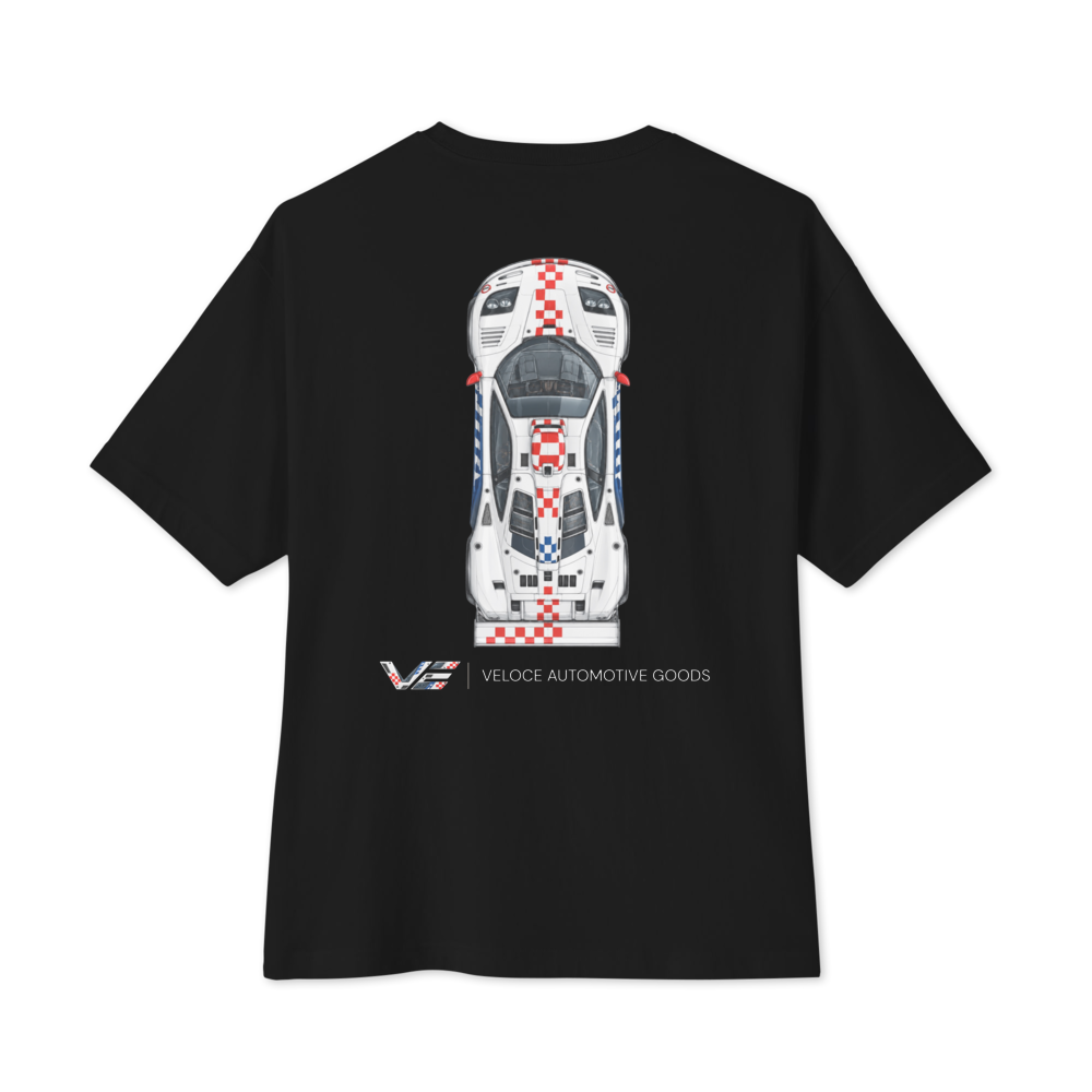 Longtail GTR artwork printed on a black Veloce tee